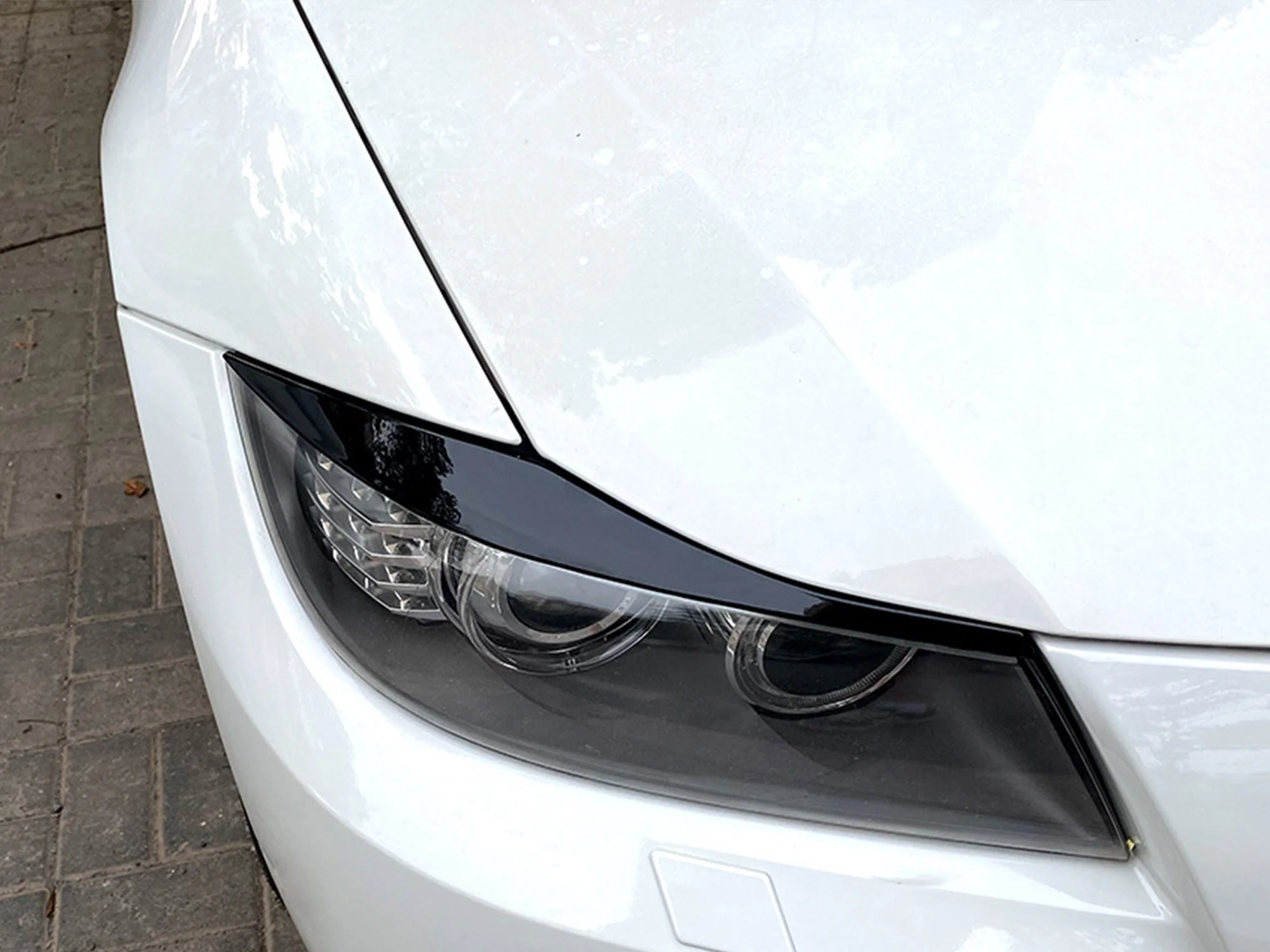 Eyebrow Cover Trim Headlight Eyelids Glossy Black Fits For BMW 3 Series E90 E91 2005-2012 bm204 - Image 2