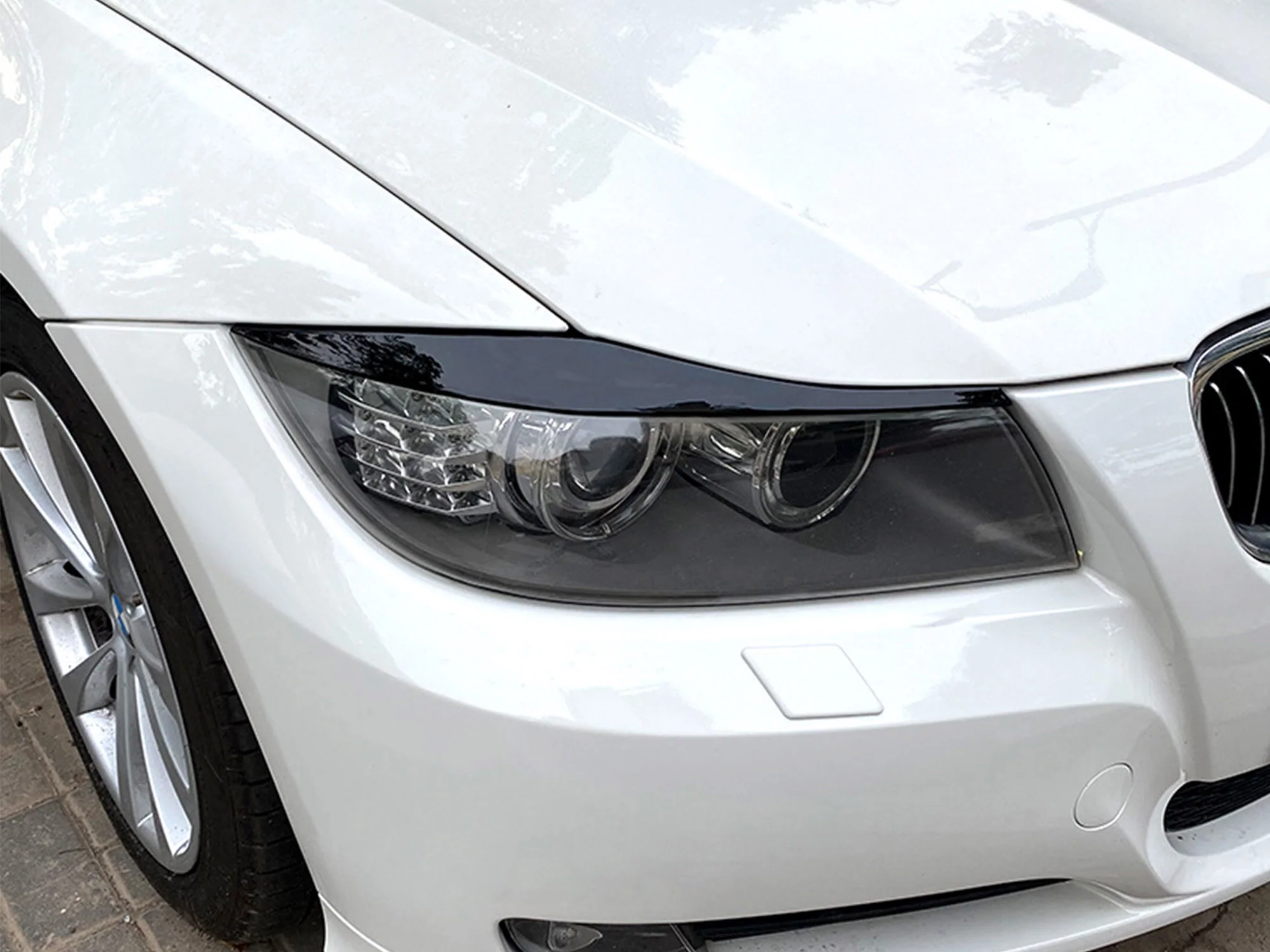 Eyebrow Cover Trim Headlight Eyelids Glossy Black Fits For BMW 3 Series E90 E91 2005-2012 bm204 - Image 3