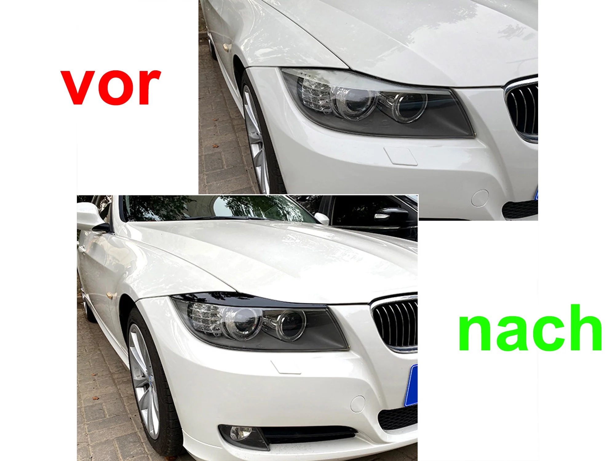 Eyebrow Cover Trim Headlight Eyelids Glossy Black Fits For BMW 3 Series E90 E91 2005-2012 bm204 - Image 7