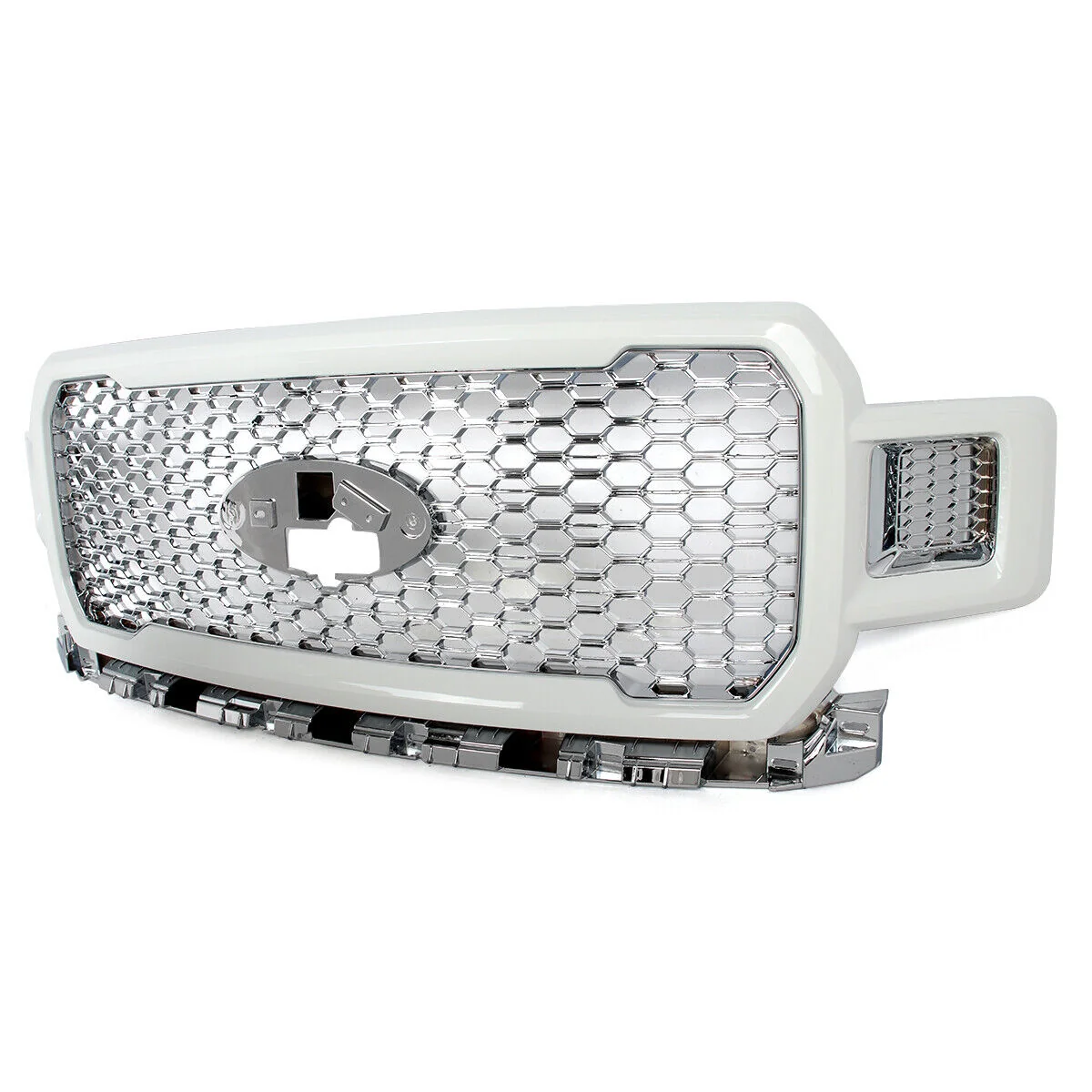 Fit 2018-2020 Ford F-150 F150 Oxford White+Chrome Honeycomb Front Bumper Grille - Image 3