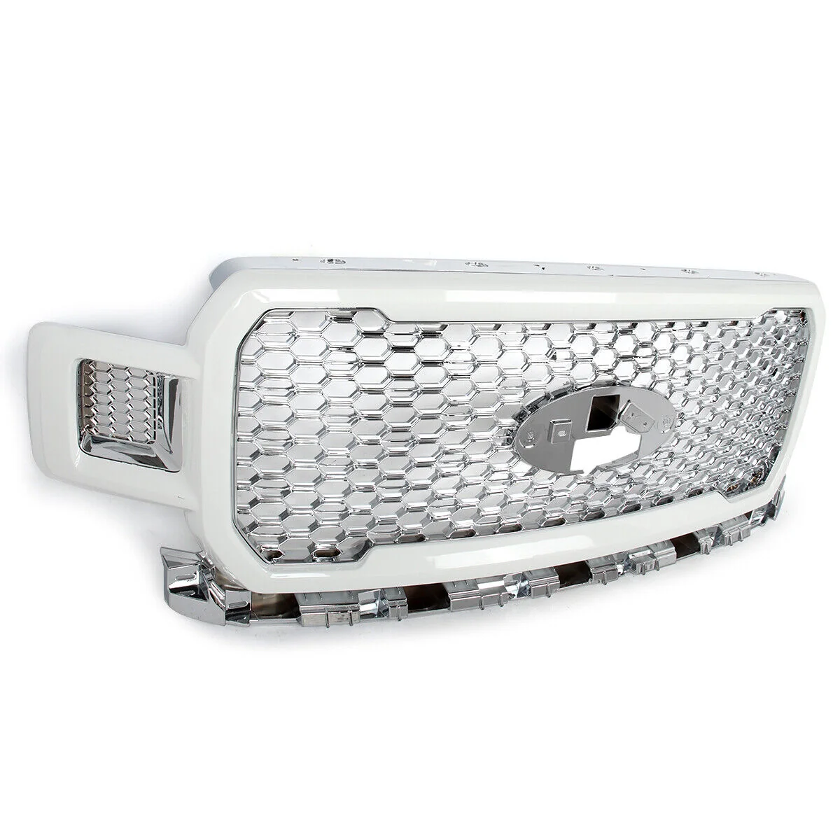 Fit 2018-2020 Ford F-150 F150 Oxford White+Chrome Honeycomb Front Bumper Grille - Image 4