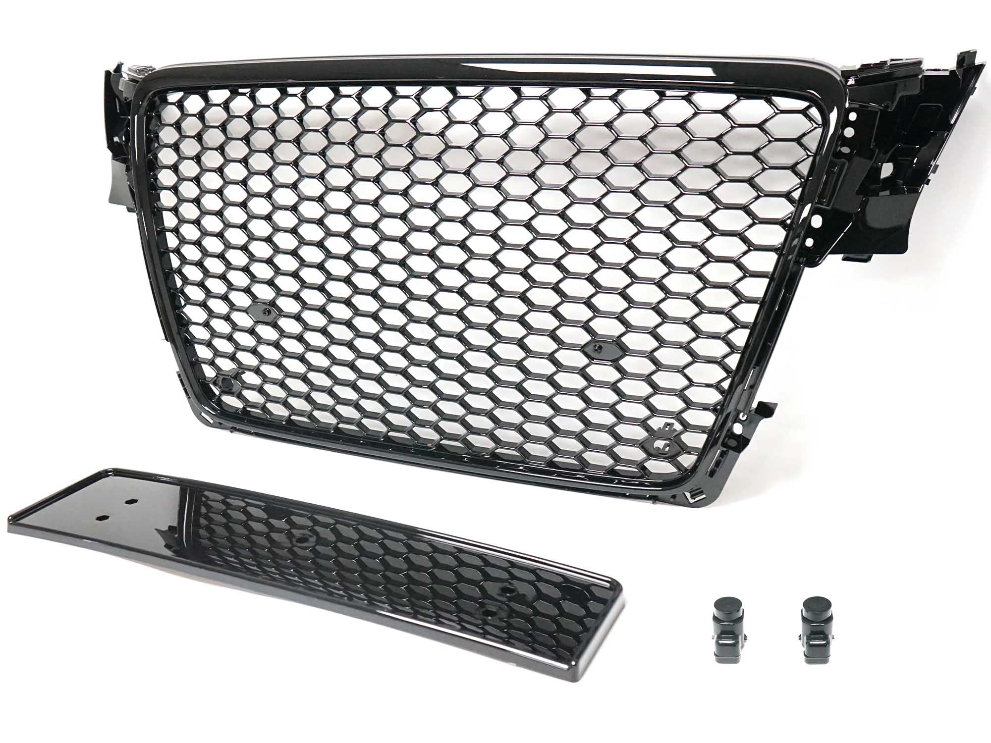 For 2009-2012 Audi A4/S4 B8 Front Bumper Hex Grille Mesh RS4 Style Gloss Black - Image 7