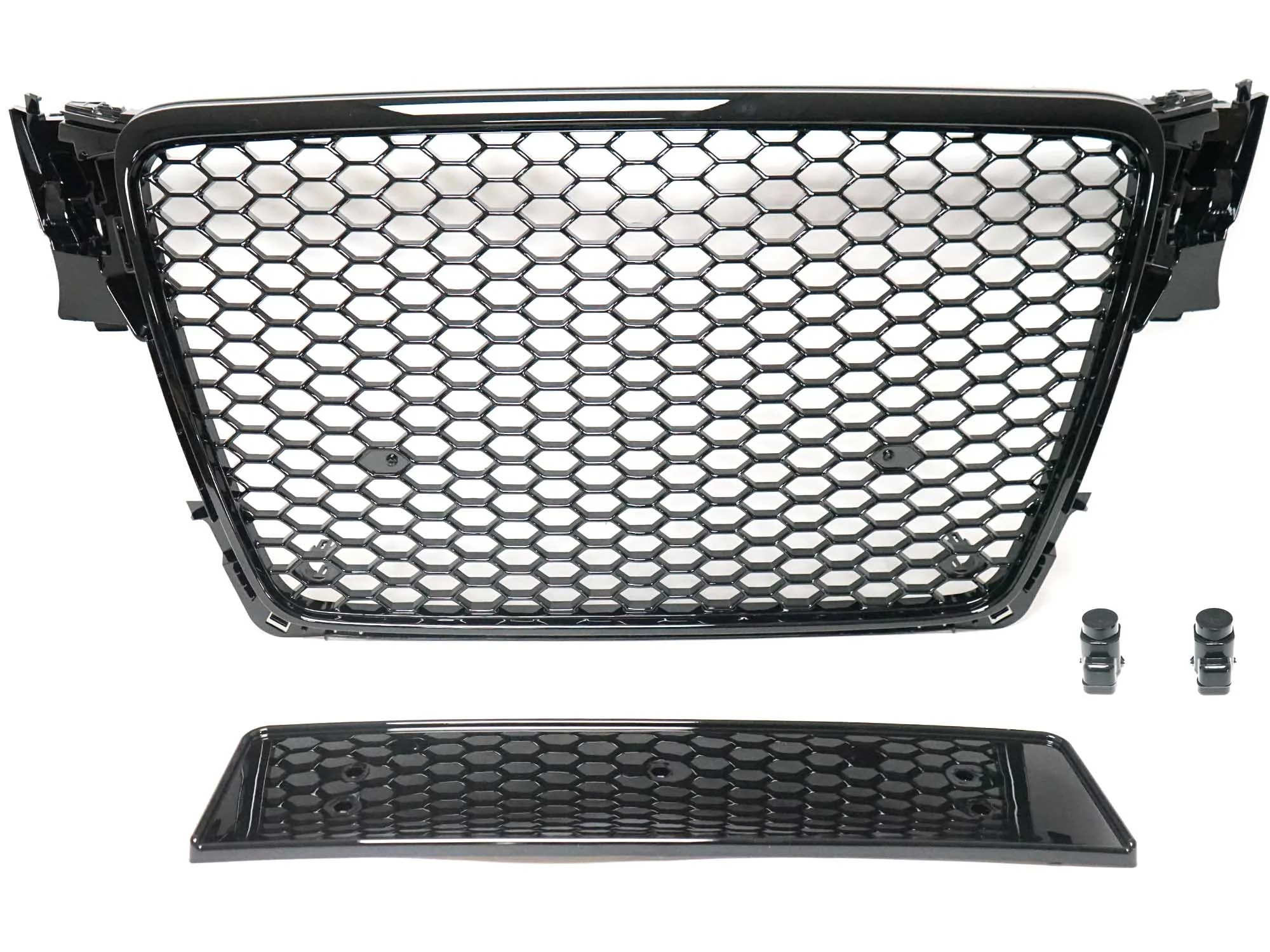 For 2009-2012 Audi A4/S4 B8 Front Bumper Hex Grille Mesh RS4 Style Gloss Black - Image 8
