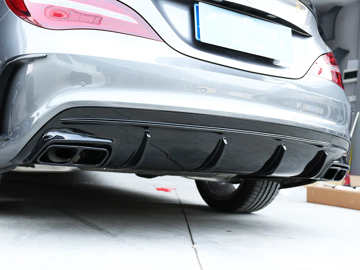 Fit For Mercedes Benz W117 CLA250 2017-2019 Rear Bumper Diffuser Lip W Exhaust Tailpipes Gloss Black - Image 4