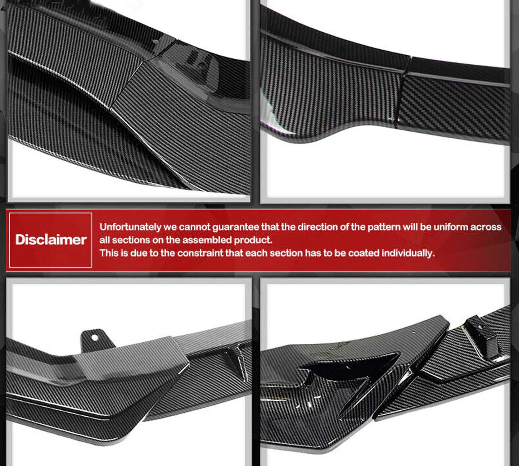Fits 2020-2024 Cadillac CT5 Carbon Fiber Print PP Front Bumper Lip Splitter Chin (Not Fit V/Sport) - Image 4