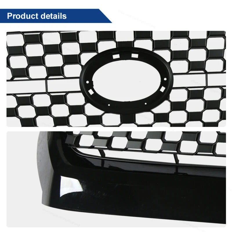 Gloss Black Fit for 2014-2021 Toyota Tundra Front Grille & Hood Bulge Molding - Image 9