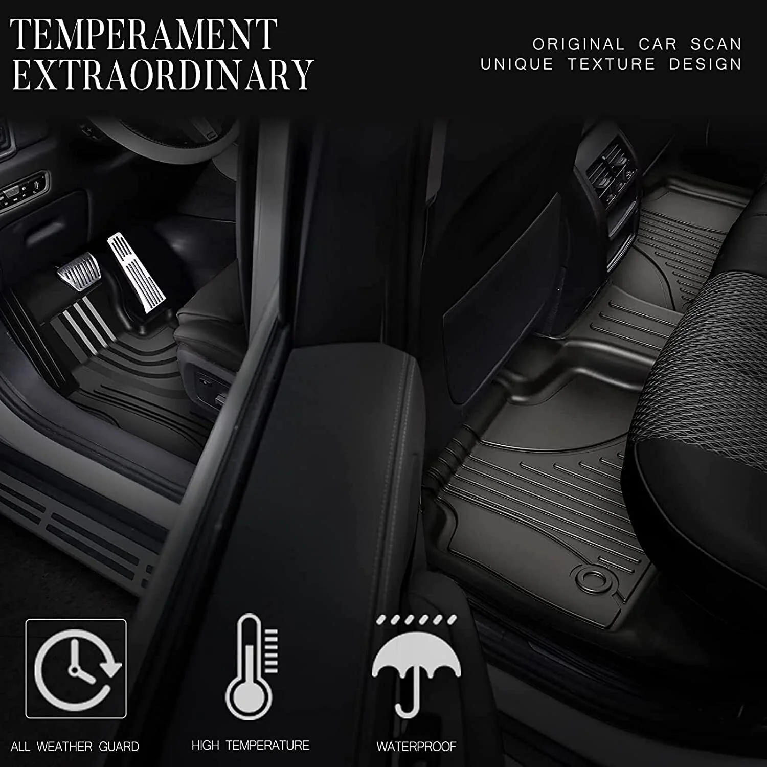 Floor Mats Liners Carpet Protector For 2017-2024 Audi Q7 All Weather Rubber - Image 2