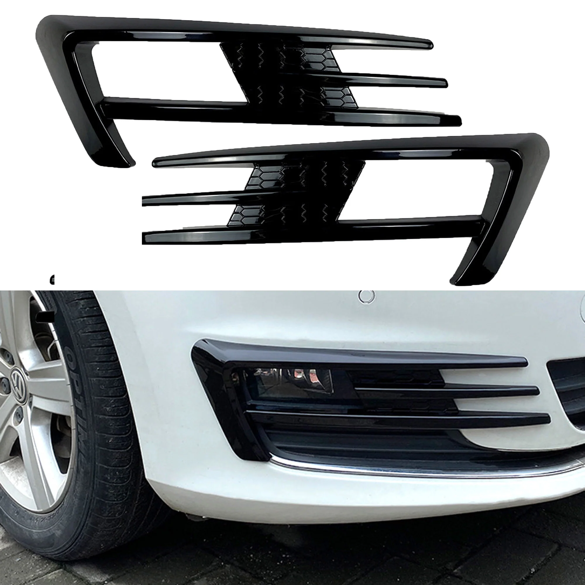 Fog Light Bumper Vent Trim For VW Golf 7 MK7 TSI TDI 2013–2016 Gloss Black