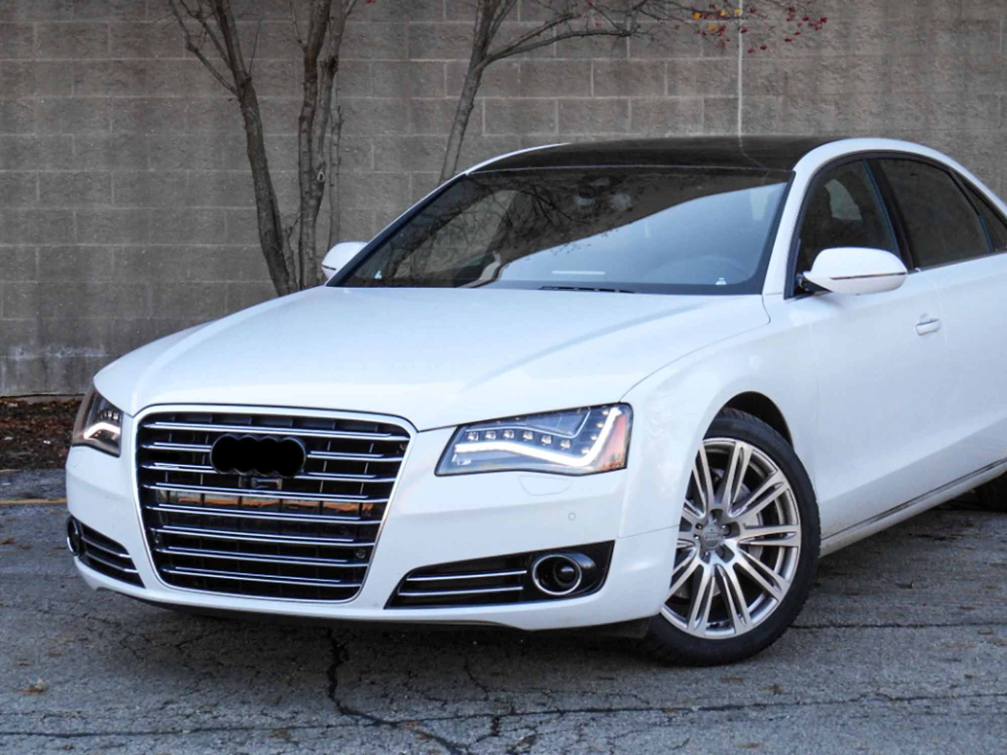 Chrome/Black Fog Light Cover Grille Trim w/ ACC Dummy Cap for 2011-2014 Audi A8 D4 - Image 3