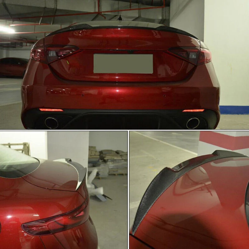 For 2017-2022 Alfa Romeo Giulia Carbon Fiber Look Rear Trunk Spoiler - Image 5
