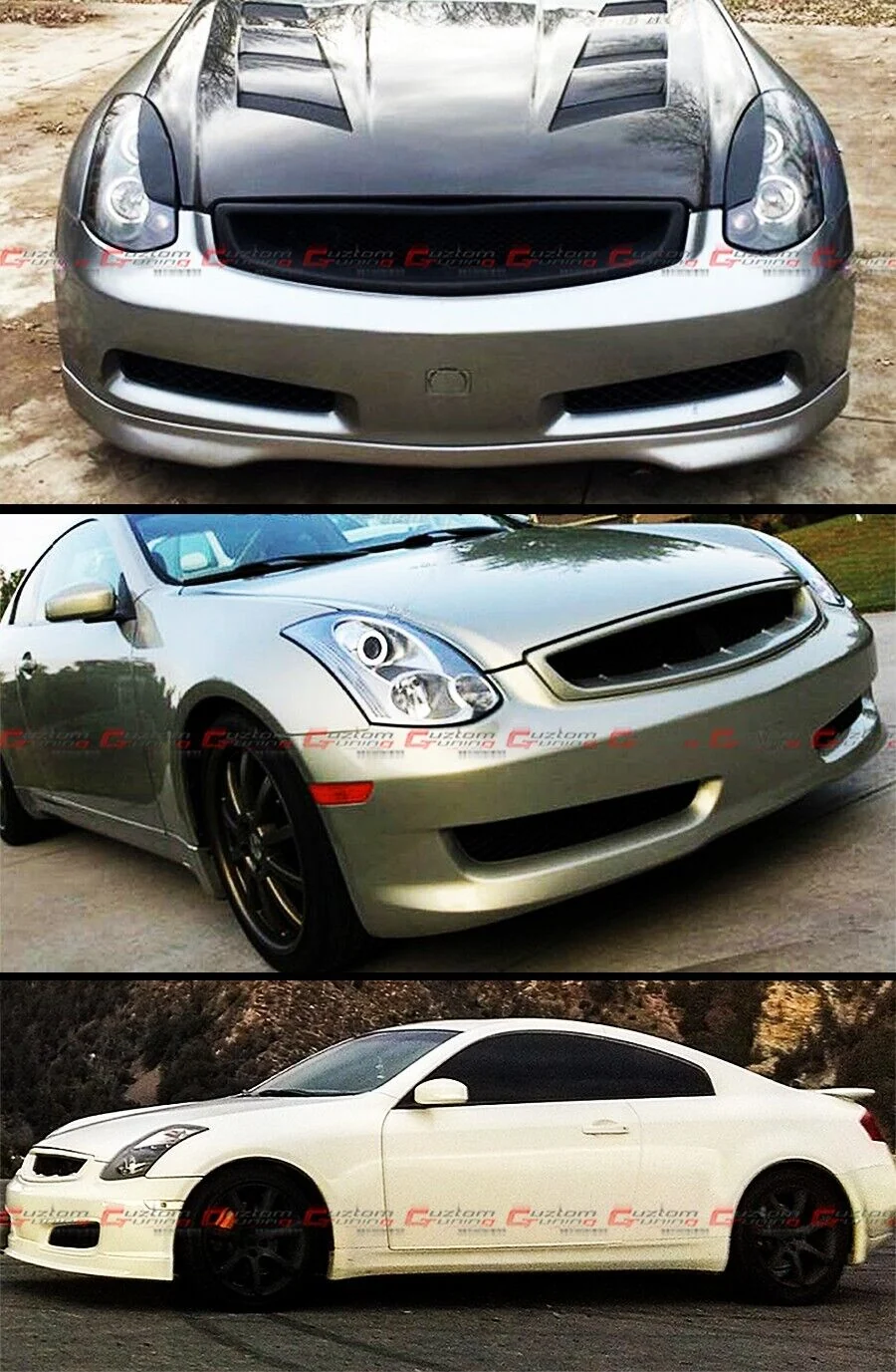 For 2003-2007 Infiniti G35 2-Door Coupe Primer Black Front Bumper Mesh Grille - Image 3