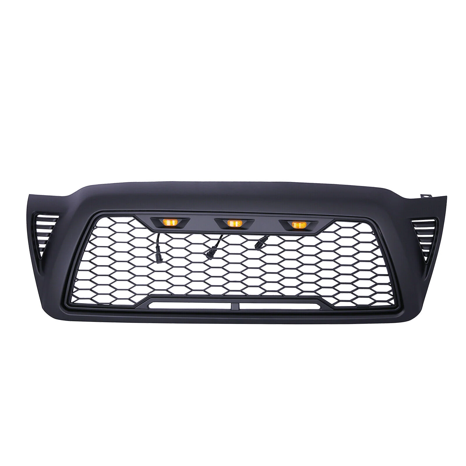 For 2005-2011 Toyota Tacoma Front Bumper Hood Upper Mesh Grille LED Grill Black - Image 2