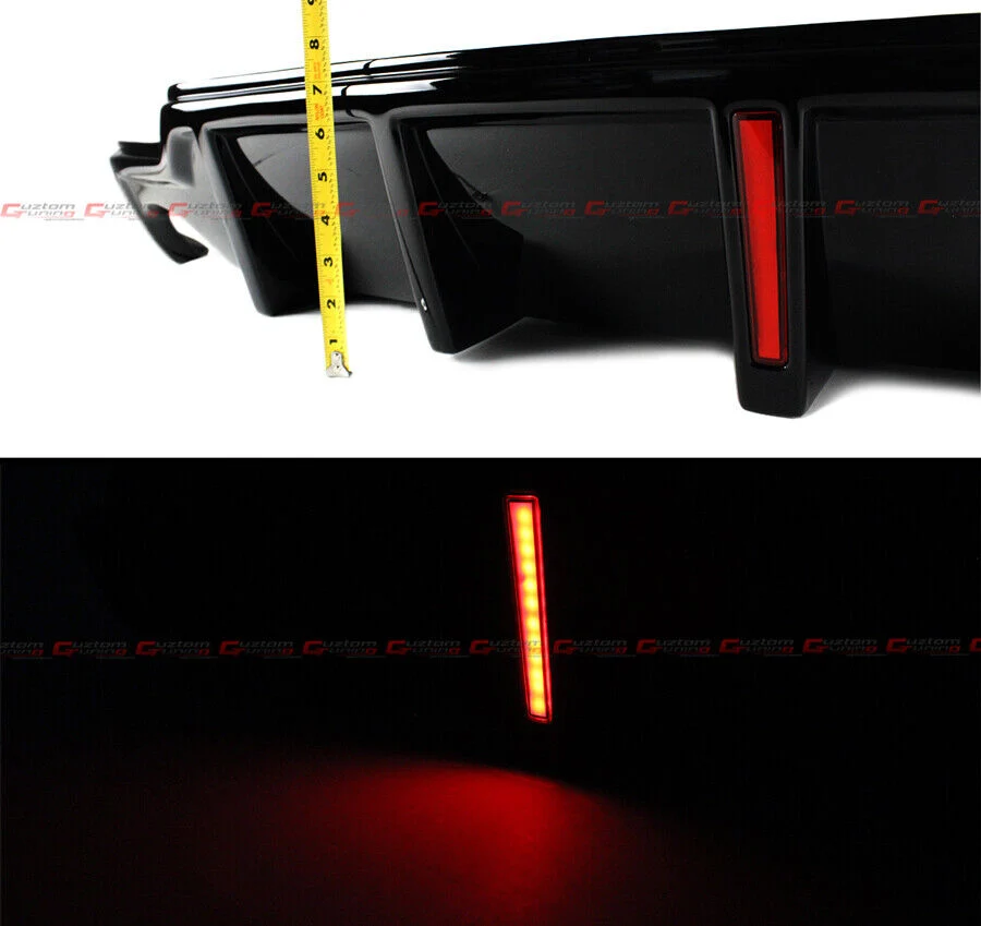 Gloss Black LED Rear Bumper Diffuser with V2 Corner Spat for 2006–2013 Lexus IS250 IS350 - Image 2