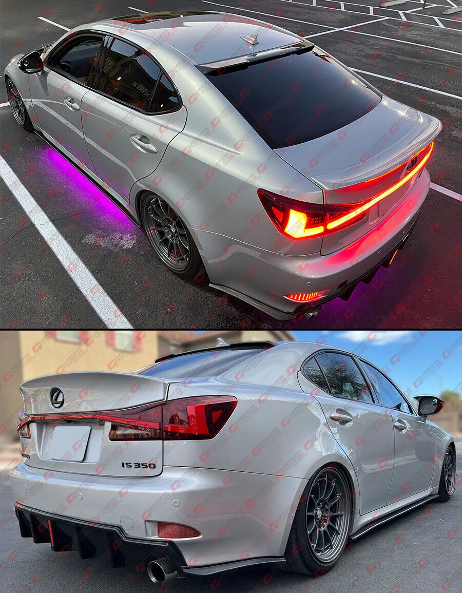 Gloss Black LED Rear Bumper Diffuser with V2 Corner Spat for 2006–2013 Lexus IS250 IS350 - Image 4
