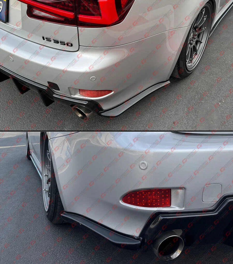Gloss Black LED Rear Bumper Diffuser with V2 Corner Spat for 2006–2013 Lexus IS250 IS350 - Image 6