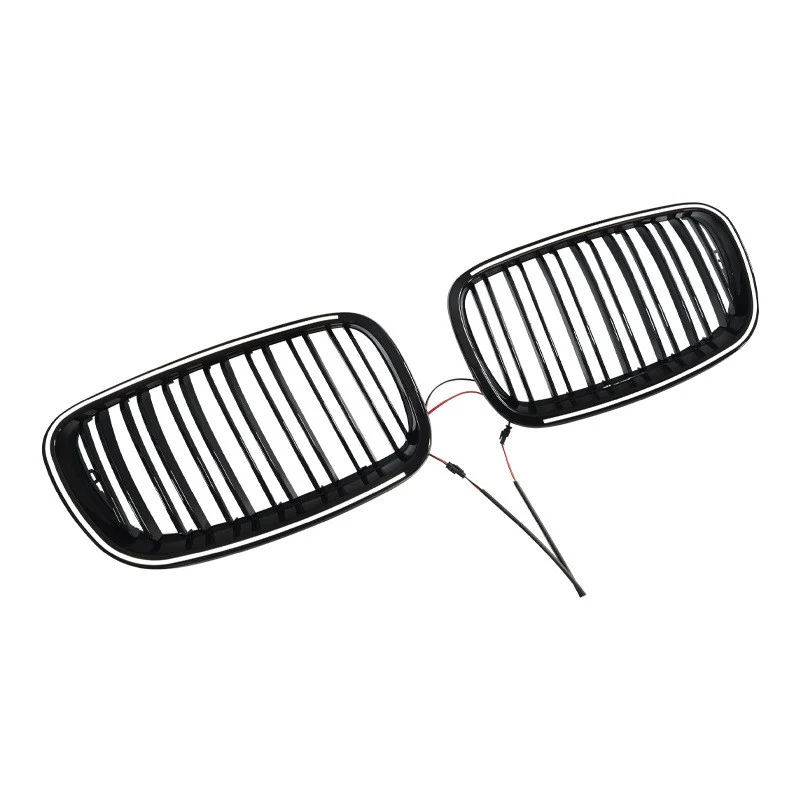 For 2007-2013 BMW X5 E70 X6 E71 Front LED Grille Bumper Grill Radiator Gloss Black - Image 3