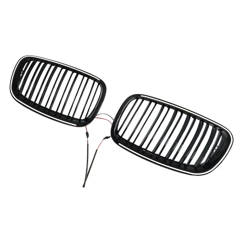 For 2007-2013 BMW X5 E70 X6 E71 Front LED Grille Bumper Grill Radiator Gloss Black - Image 4