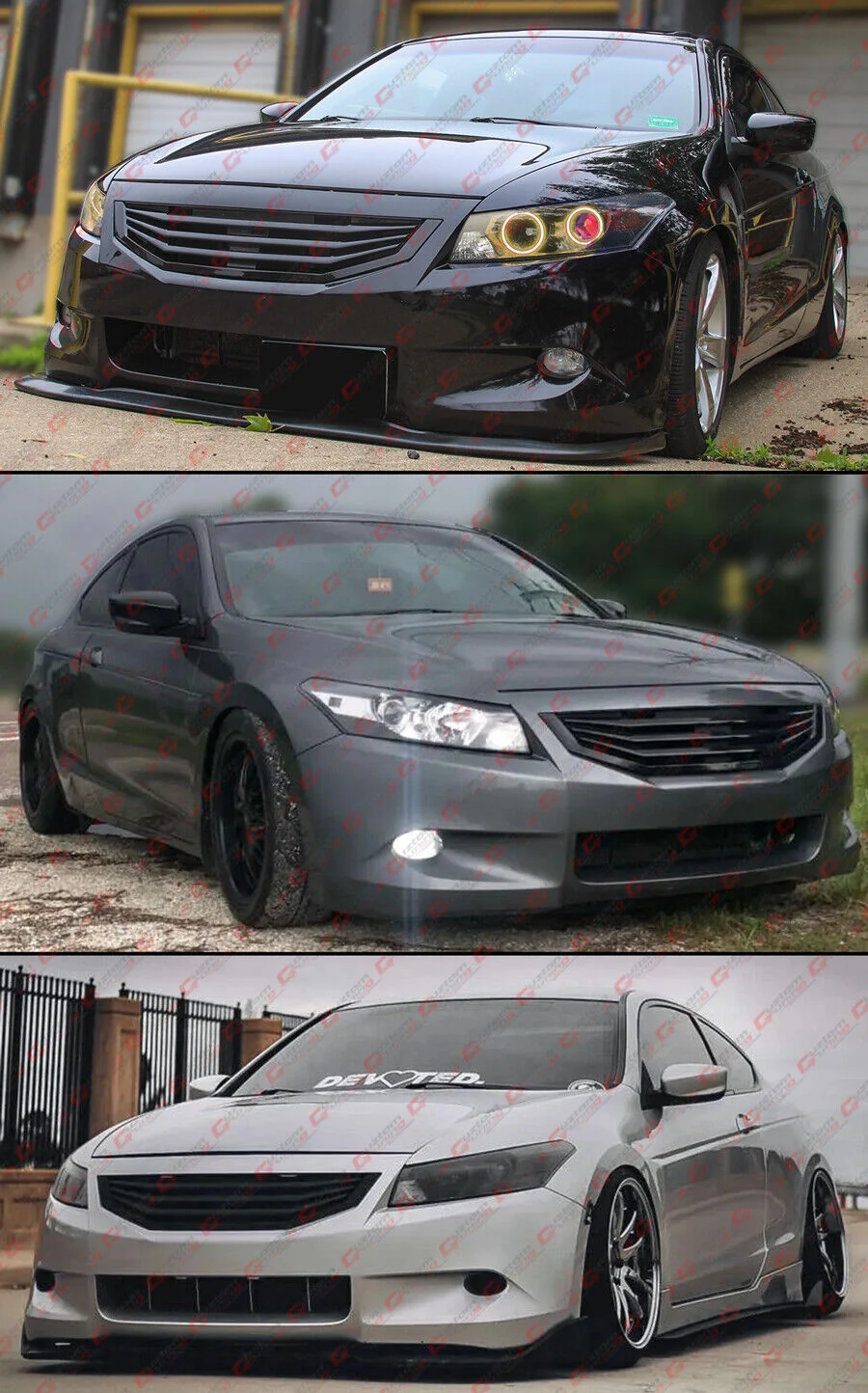 For 2008-2010 Honda Accord 2dr Coupe Glossy Black MU Style Front Grille Grill - Image 3
