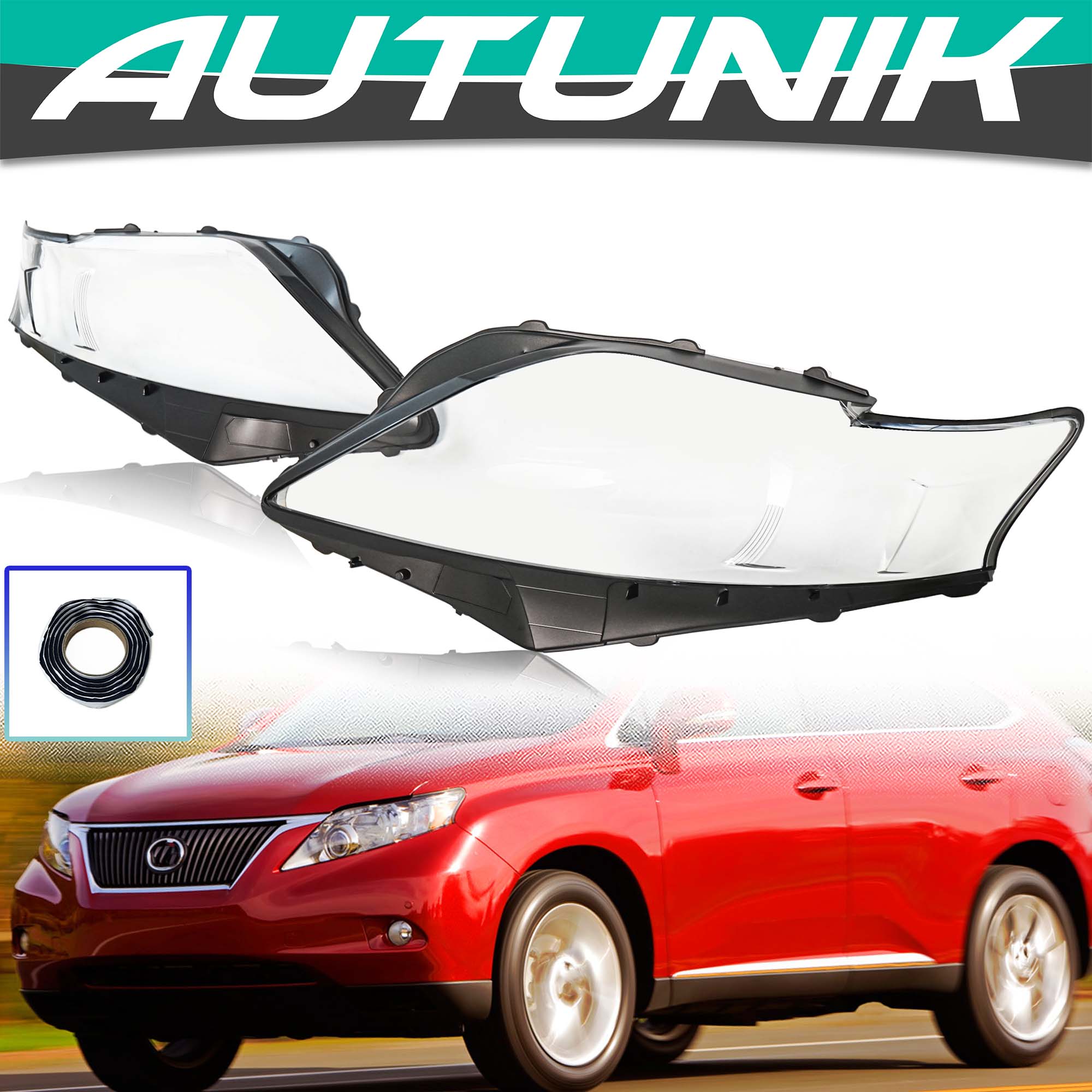 For 2009-2011 Lexus RX350 RX450 RX270 Headlight Headlamp Lens Shell CoverPair