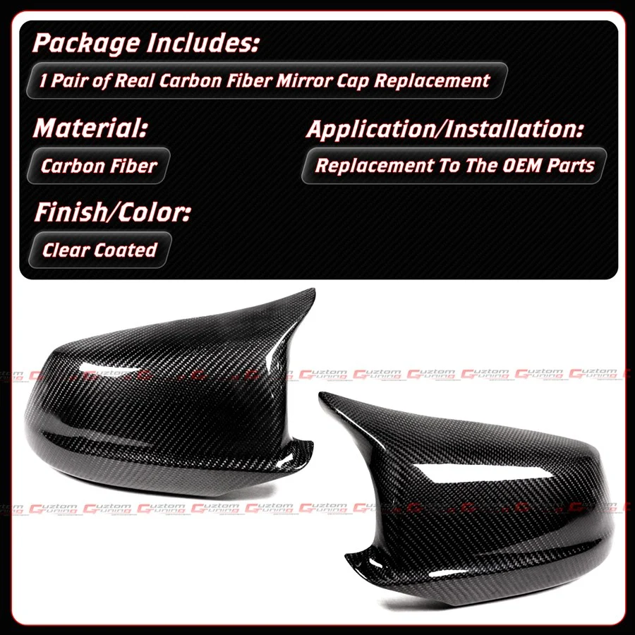 For 2011-2013 BMW F10 528i 530i 550i M Style Carbon Fiber Mirror Cover Caps Replacement - Image 2