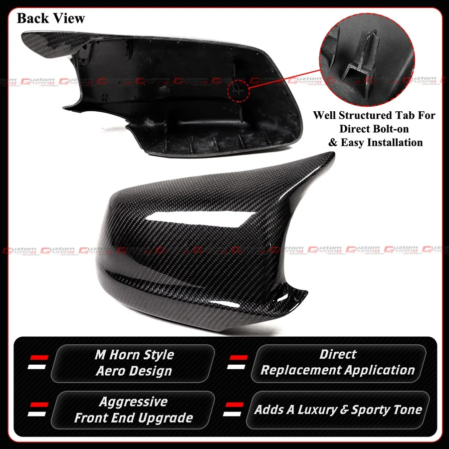 For 2011-2013 BMW F10 528i 530i 550i M Style Carbon Fiber Mirror Cover Caps Replacement - Image 3