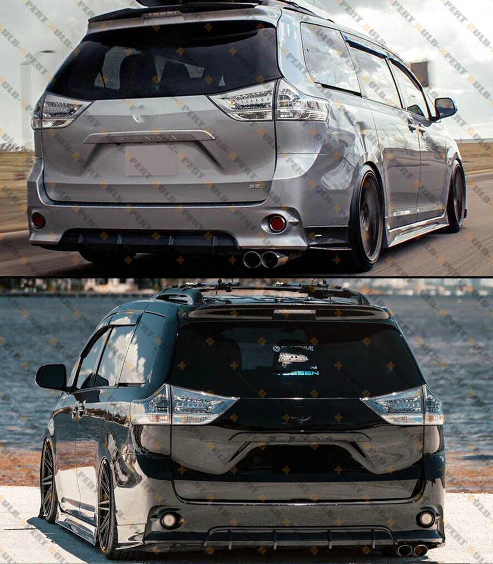 For 2011-2017 Toyota Sienna SE JDM MP Style PU Shark Fin Rear Bumper Lip Diffuser - Image 4