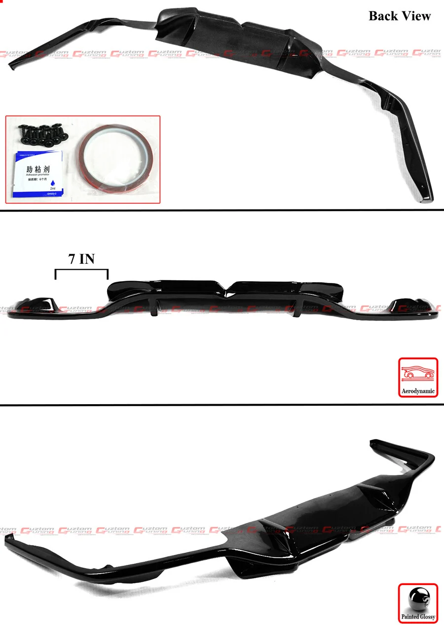 For 2013-2016 Scion FR-S & 2013-2021 Subaru BRZ K Style Gloss Black Rear Bumper Diffuser - Image 3