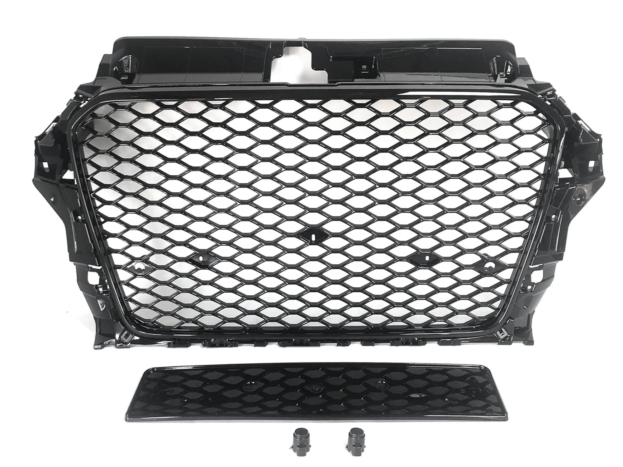 For 2014-2016 Audi A3 8V RS3 Style Front Grille (Gloss Black Frame + Honeycomb) - Image 4