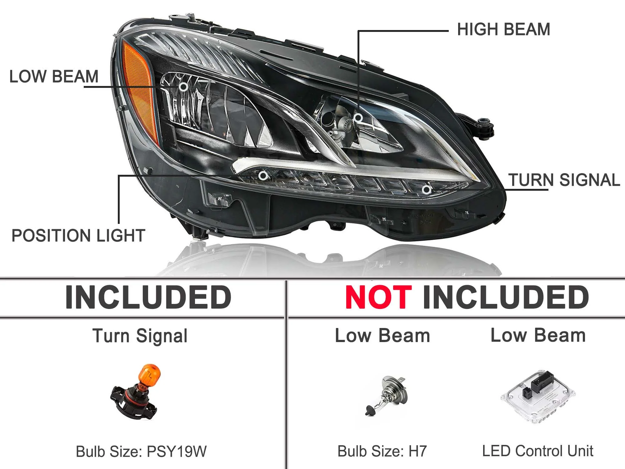 RH Halogen Headlight Fits Mercedes-Benz E-Class W212 Sedan/Wagon 2014-2016 - Image 14
