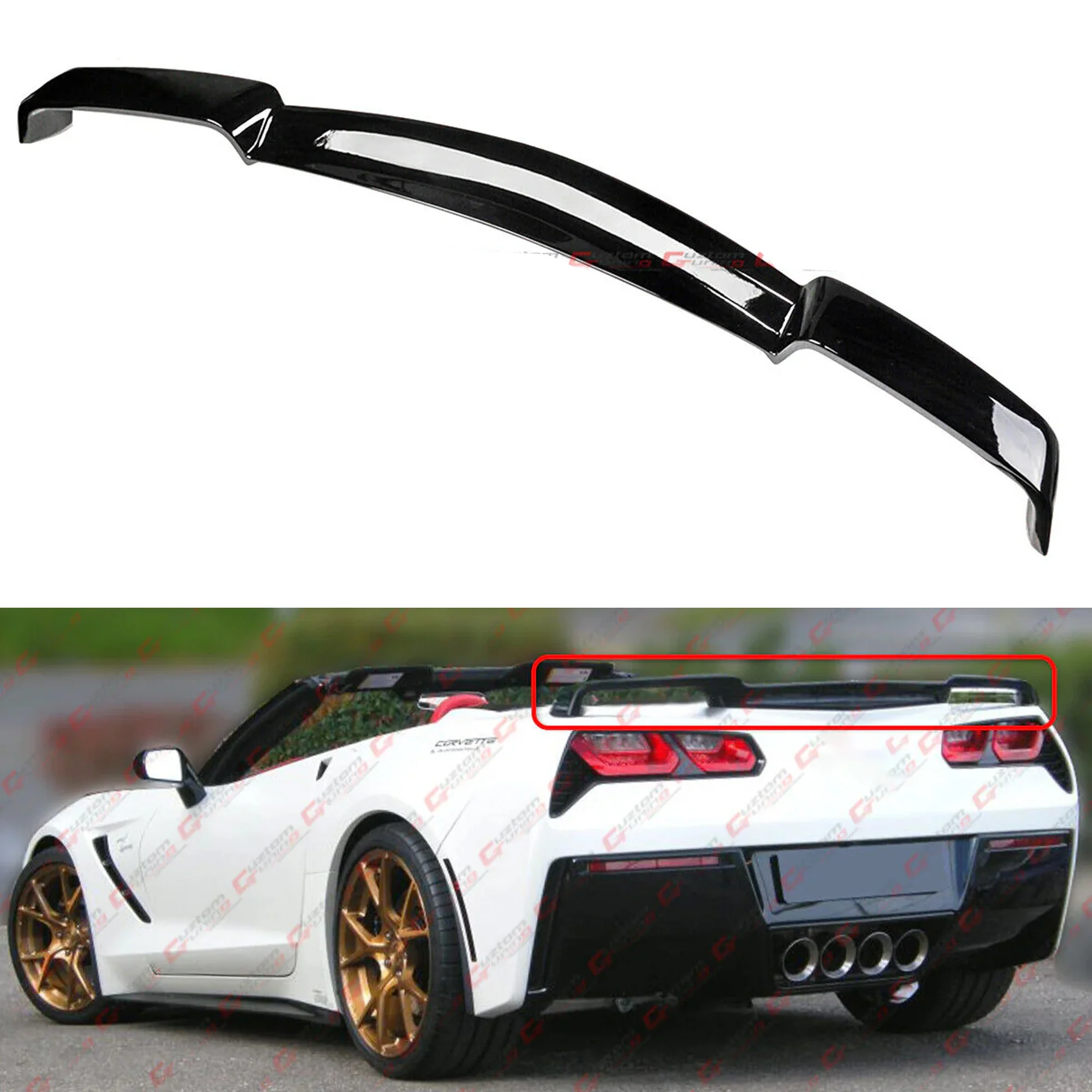 For 2014-2019 Corvette C7 Stingray Gloss Black C8 Z51 Style Rear Trunk Spoiler Wing