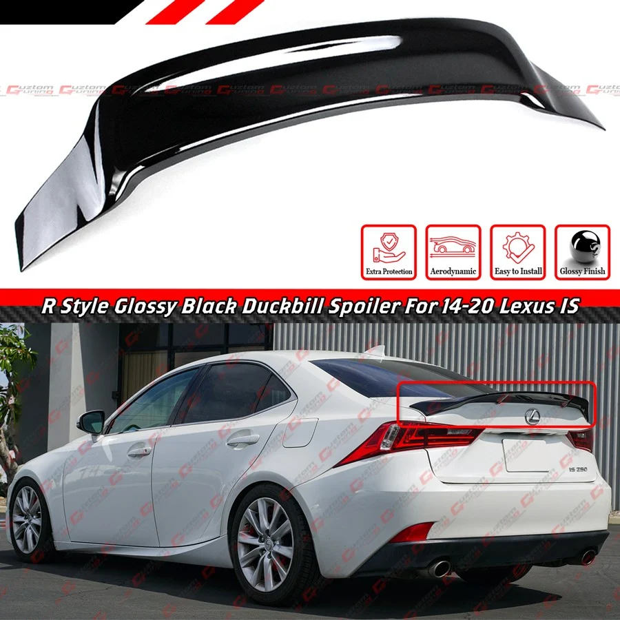 For 2014-2020 Lexus IS200 IS300 IS350 R Style Gloss Black Highkick Rear Trunk Spoiler - Image 2