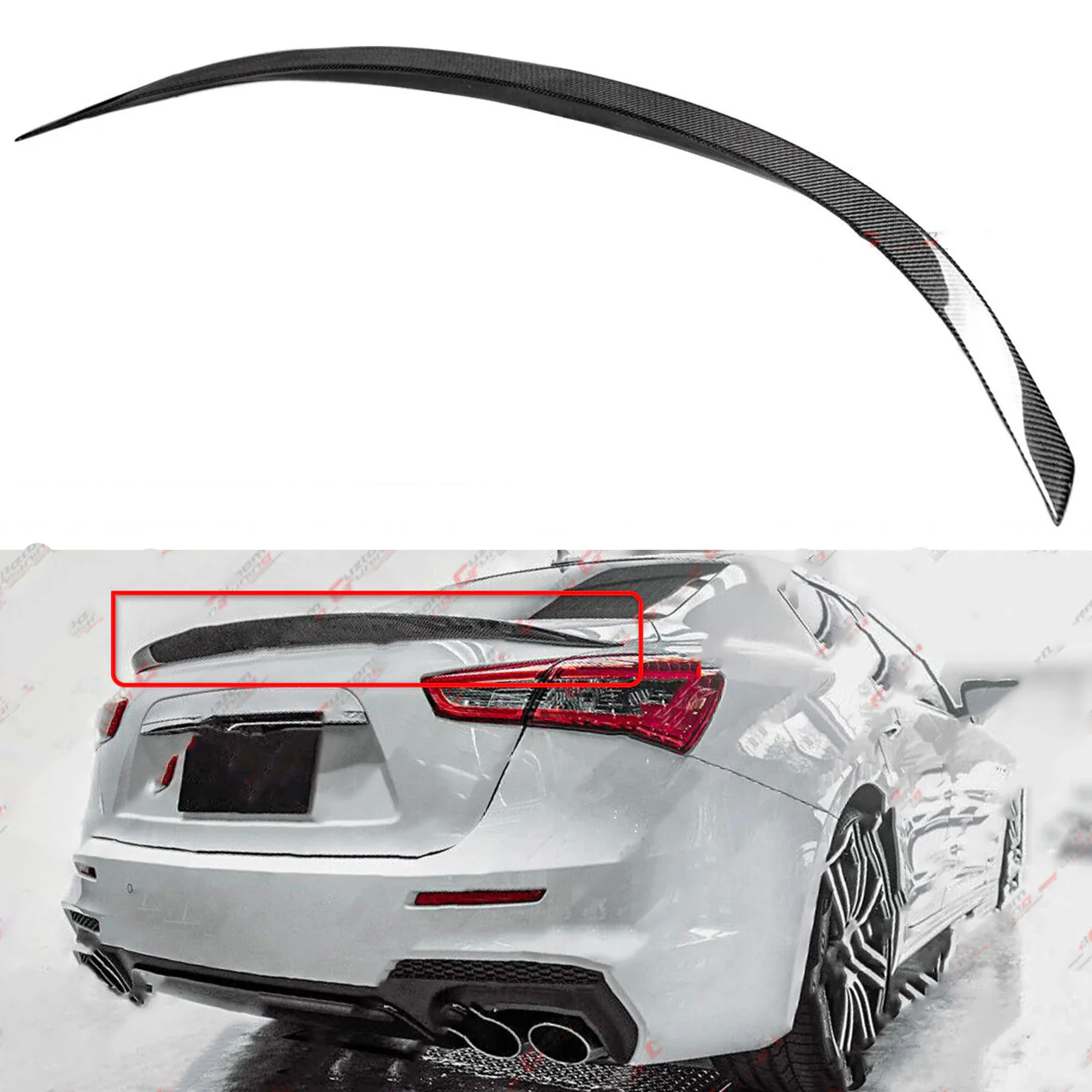 For 2014-2024 Maserati Ghibli FD Style Sleek Real Carbon Fiber Trunk Spoiler Wing