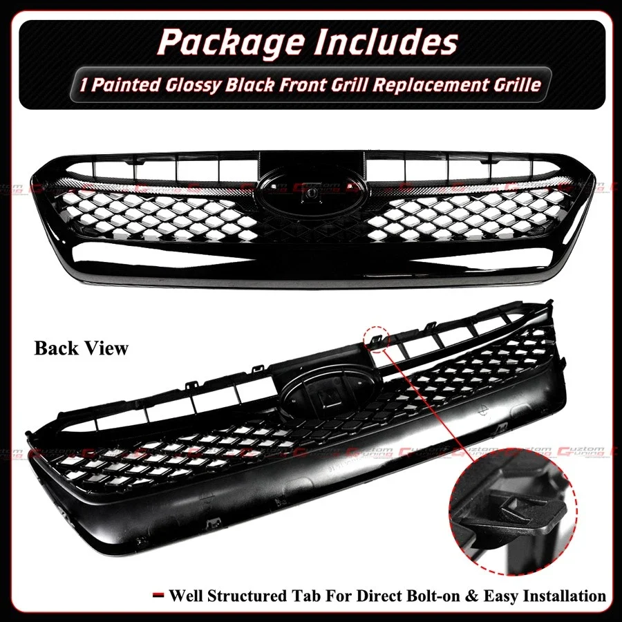 For 2015-2017 Subaru WRX STi VA OE Style Gloss Black Front Upper Mesh Grill Grille - Image 2
