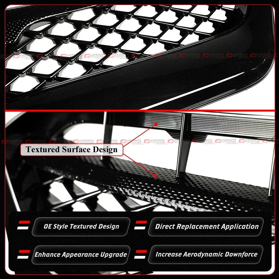 For 2015-2017 Subaru WRX STi VA OE Style Gloss Black Front Upper Mesh Grill Grille - Image 3