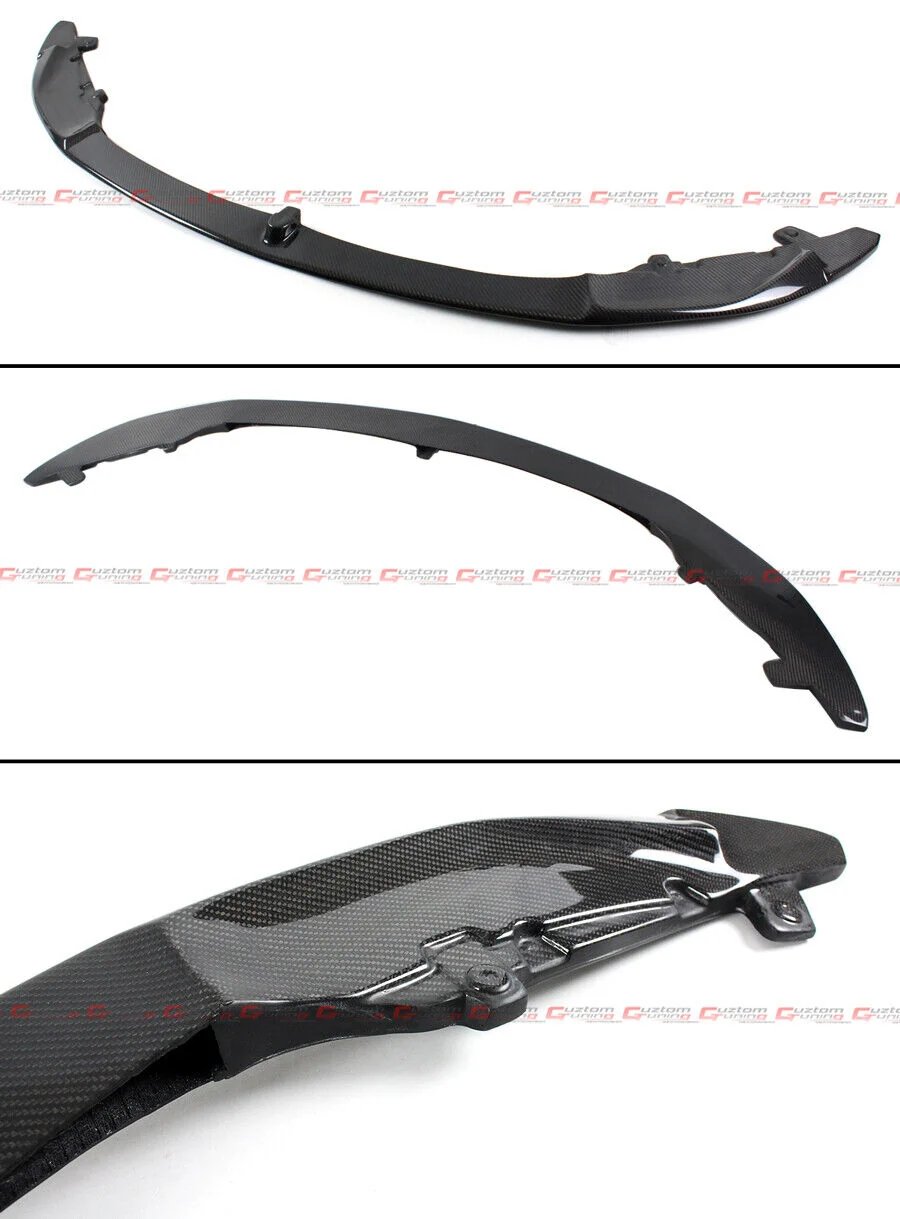 For 2015-2019 BMW F80 M3 F82 M4 Carbon Fiber MP Style Front Lip + Bumper Upper Fang Trim - Image 2