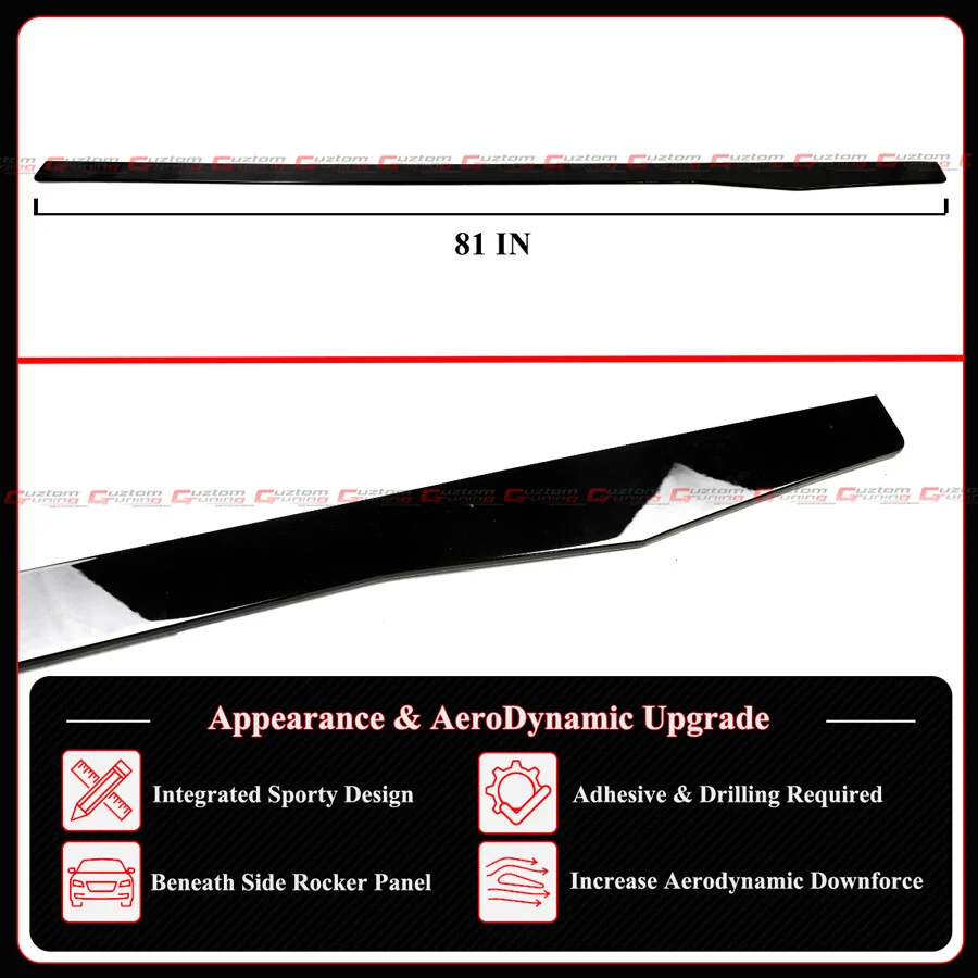For 2015-2021 Mercedes Benz W205 C300 C43 AMG CMT Gloss Black Side Skirt Extension - Image 3