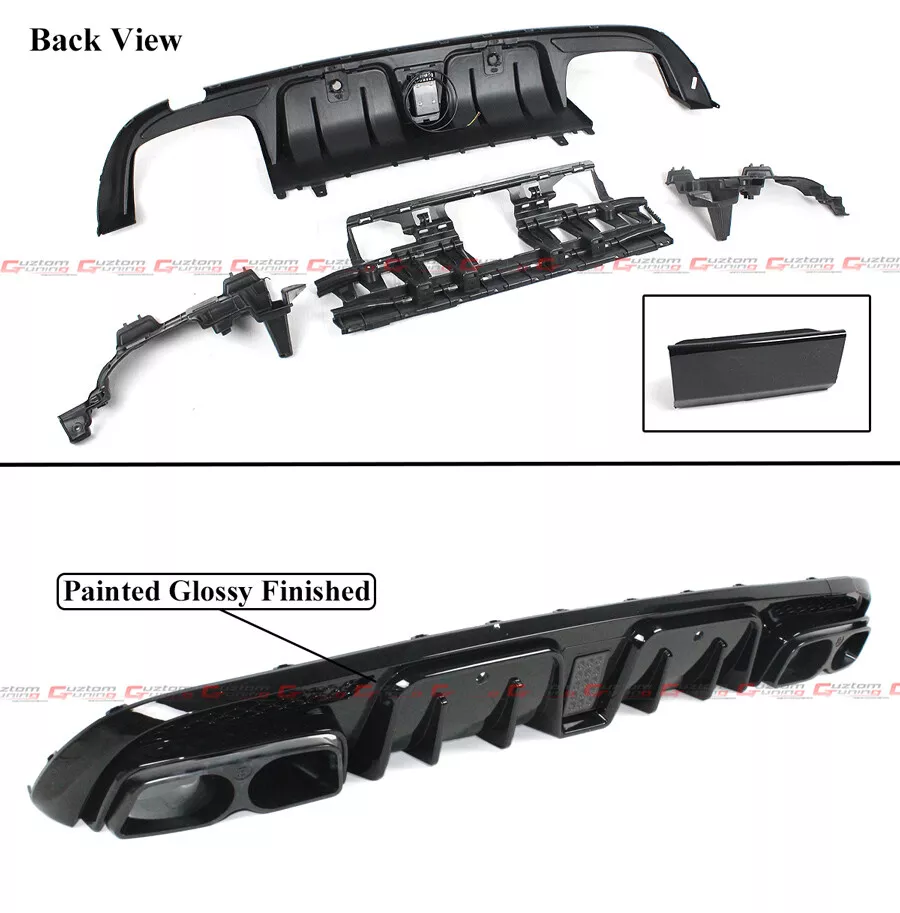 For 2015-2021 Mercedes Benz W205 C300 C450 C43 Sedan Smoke Led Bumper Diffuser + Exhaust Tips - Image 2