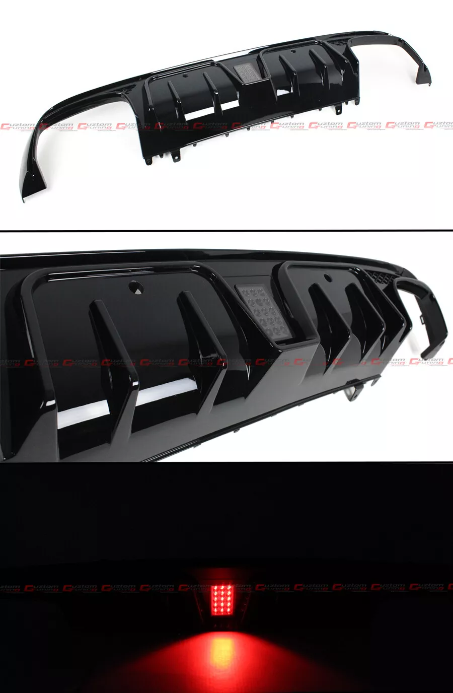 For 2015-2021 Mercedes Benz W205 C300 C450 C43 Sedan Smoke Led Bumper Diffuser + Exhaust Tips - Image 3