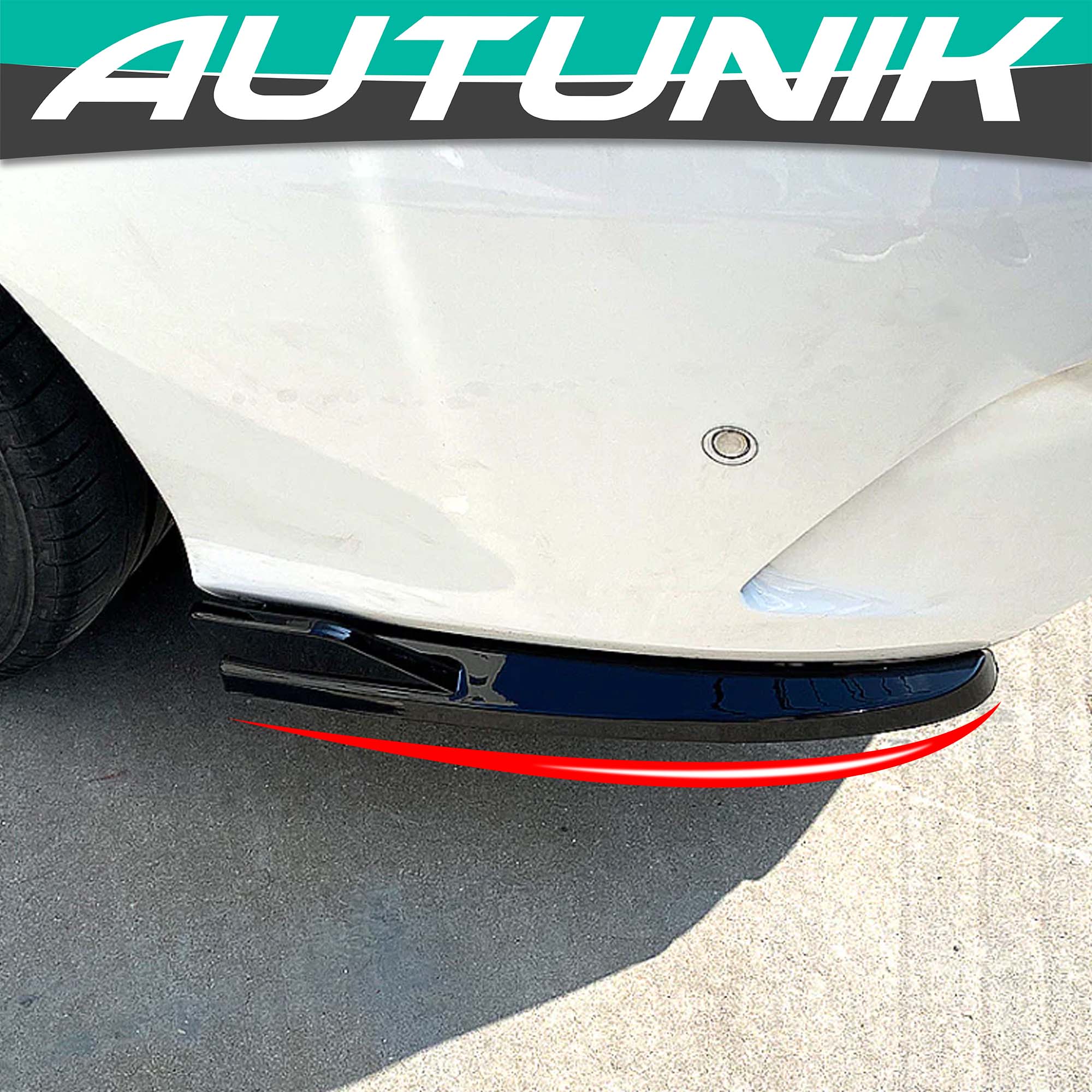 Gloss Black Rear Apron Side Splitter Kits For Mercedes C-Class W205 C300 C350 AMG 2015-2021 - Image 5