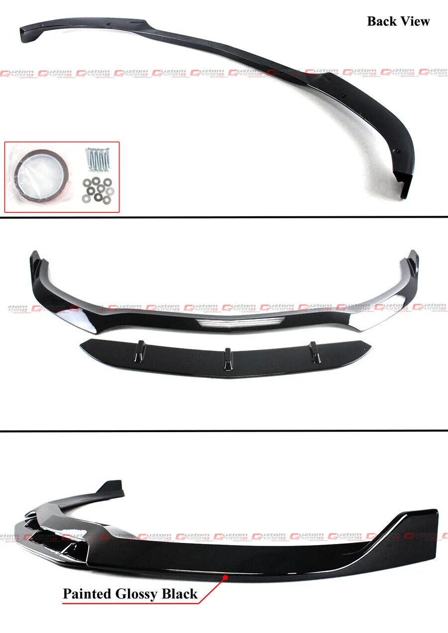 For 2015-2021 Mercedes W205 C-Class C63 AMG S Gloss Black Front Bumper Lip Splitter - Image 2