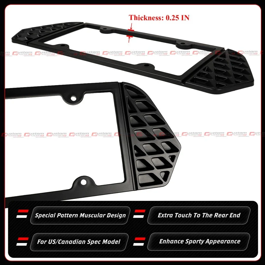 For 2015-2023 Dodge Challenger Matt Black Rear License Plate Frame Holder Panel - Image 3