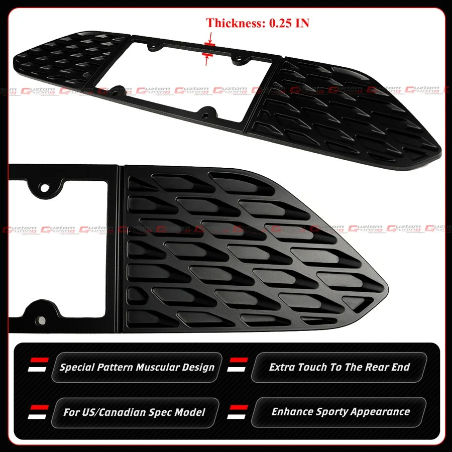 For 2015-2023 Ford Mustang S550 Matt Black Rear License Plate Frame Holder Panel - Image 5
