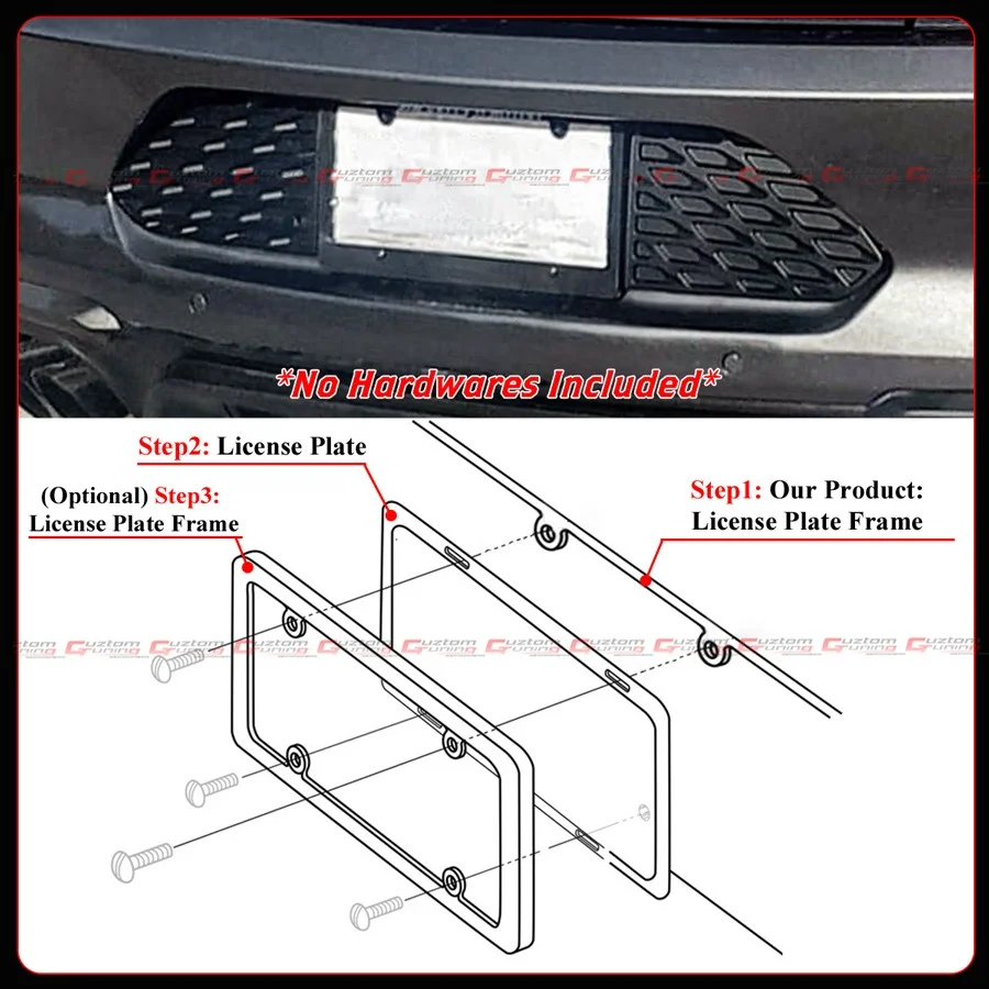 For 2015-2023 Ford Mustang S550 Matt Black Rear License Plate Frame Holder Panel - Image 7