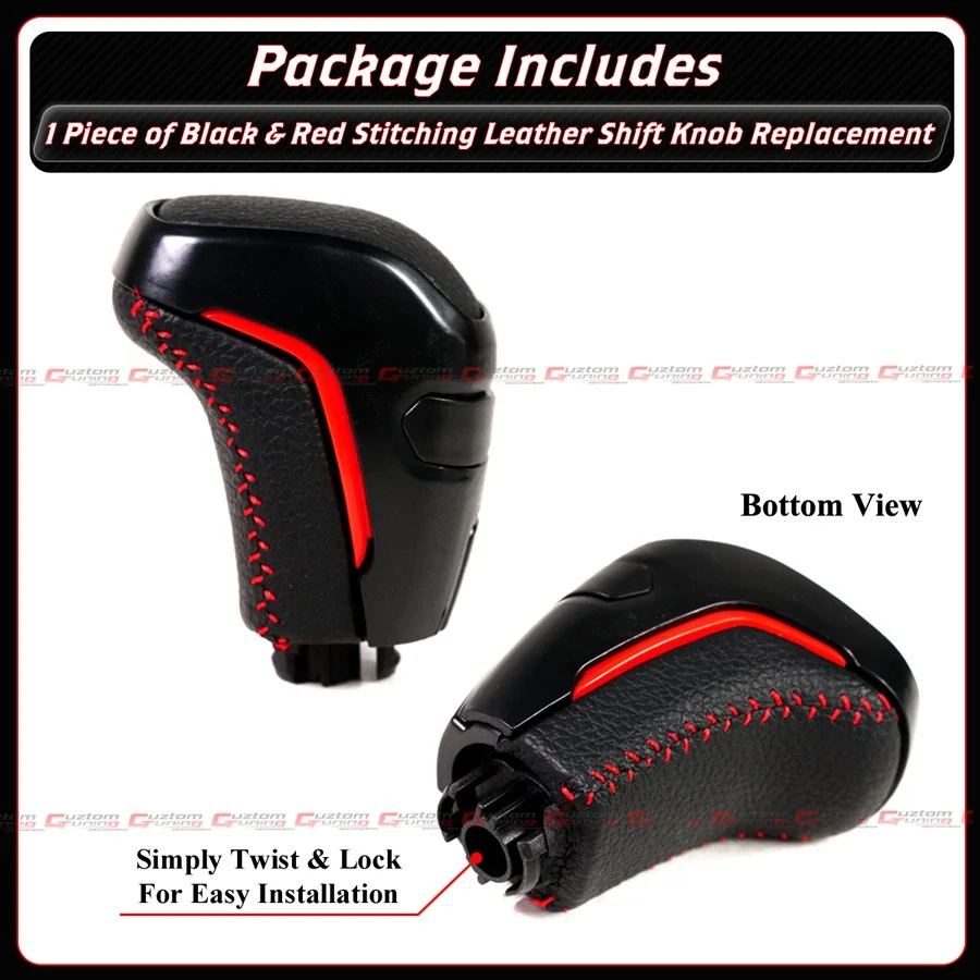 For 2016-2023 Toyota Tacoma JDM Pro Black Leather Red Stitching Gear Shift Knob - Image 4
