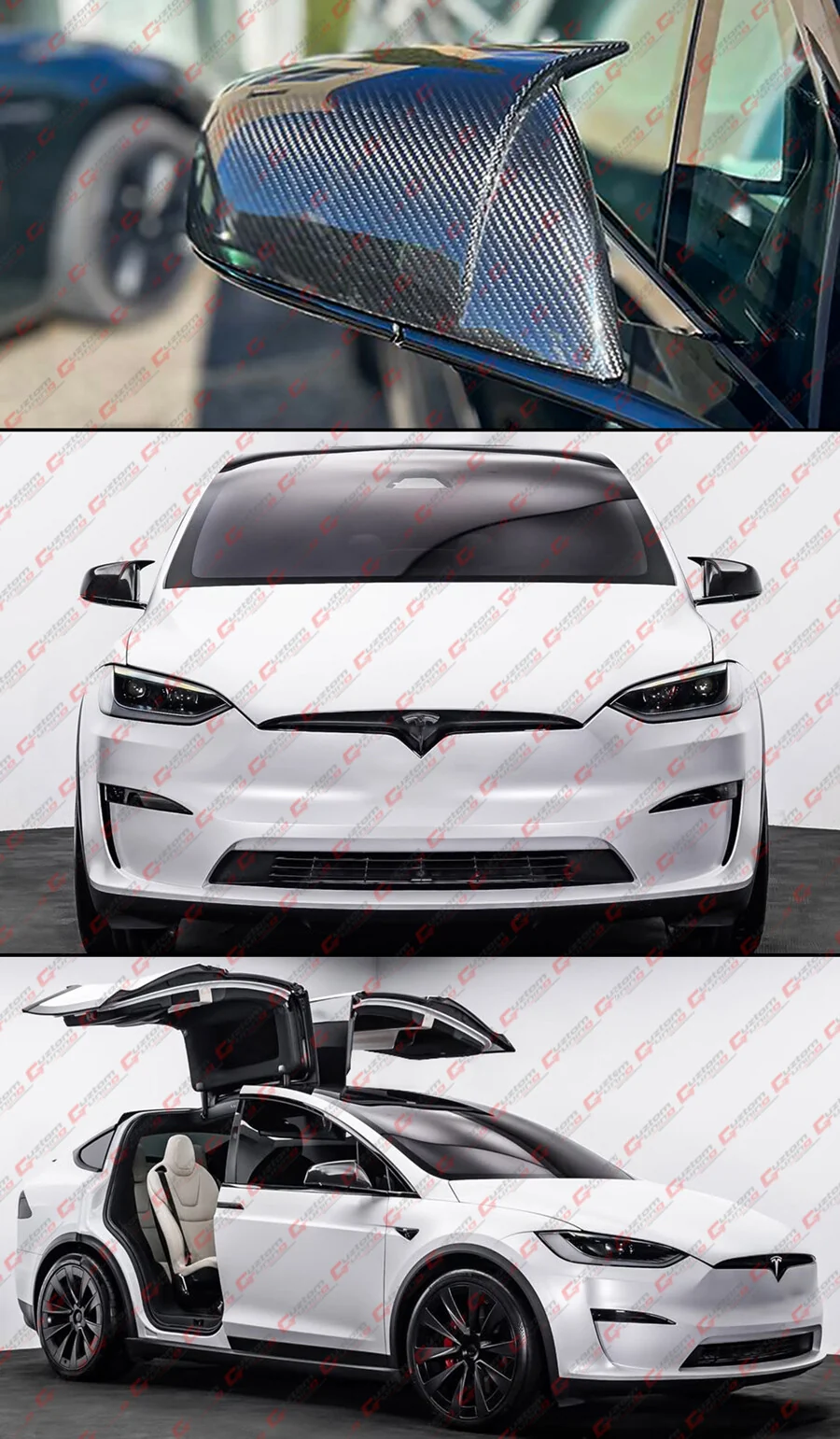 For 2016-2025 Tesla Model X Direct Add-On Full Carbon Fiber M Horn Style Side Mirror Caps Covers - Image 10