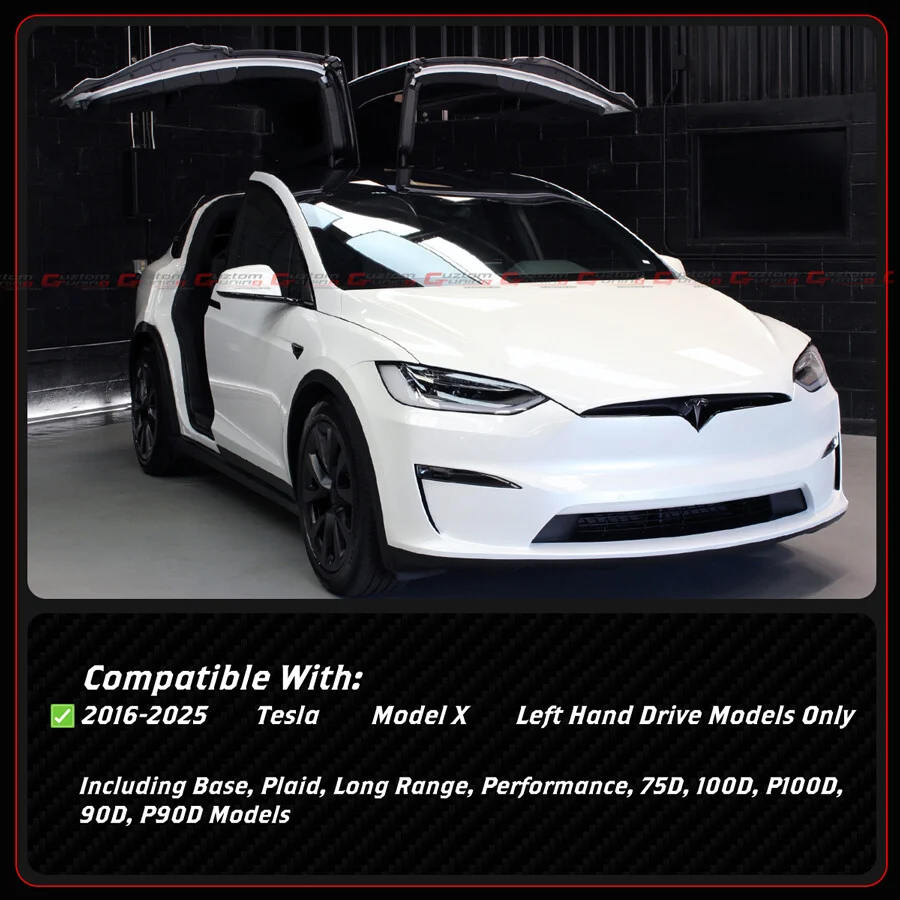 For 2016-2025 Tesla Model X Direct Add-On Full Carbon Fiber M Horn Style Side Mirror Caps Covers - Image 3