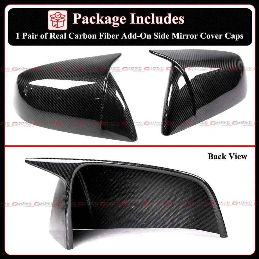 For 2016-2025 Tesla Model X Direct Add-On Full Carbon Fiber M Horn Style Side Mirror Caps Covers - Image 4