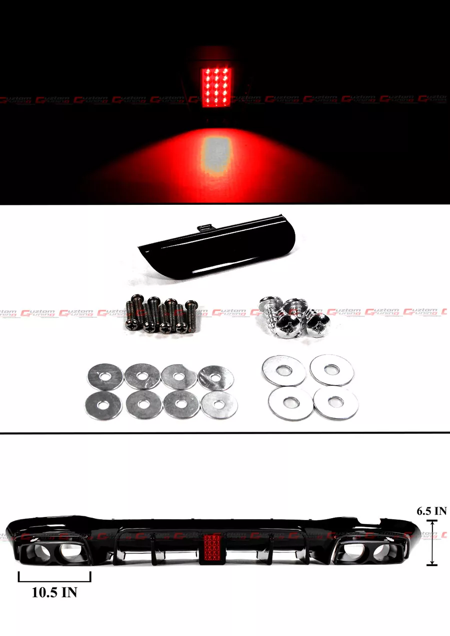 For 2017-2020 Mercedes Benz W213 E-class Red Led Bumper Diffuser + Black Exhaust Tips - Image 3