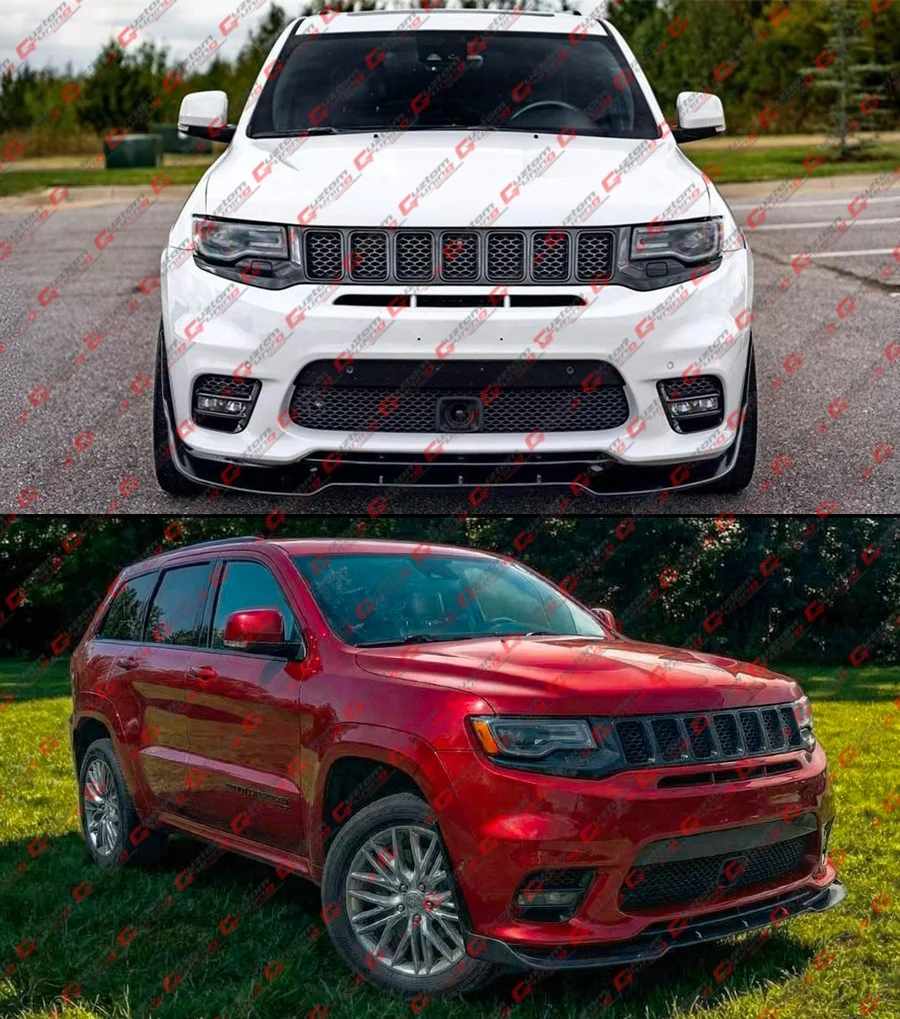 For 2017-2021 Jeep Grand Cherokee SRT AMPP Gloss Black Winglet Front Bumper Lip - Image 8