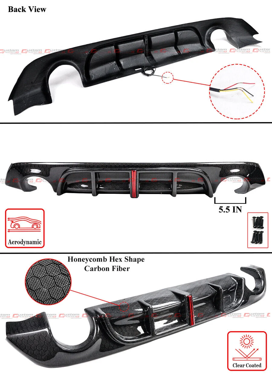 Carbon Fiber Honeycomb Rear Diffuser for 2017–2022 Infiniti Q60 - Image 2